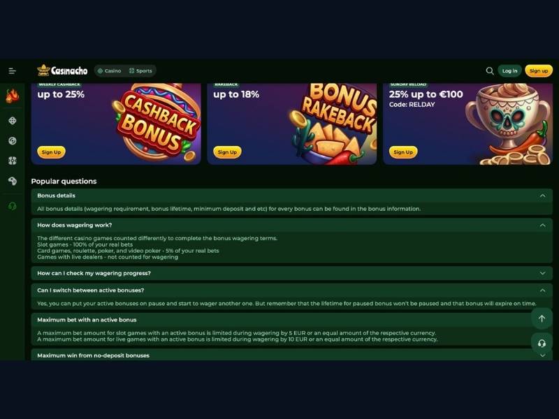 Bonus Casinacho Casino (Nacho Casino): gestione consapevole del pacchetto benvenuto, cashback e limiti di deposito